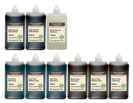 Piezography Pro, BW Toning system, 220ml, Set of 9 Inks (matte &amp; glossy)