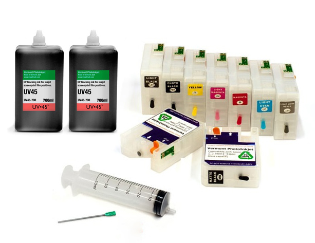 Epson Stylus Pro 3800 UV45 All Channels Black Ink Screen Print Kit